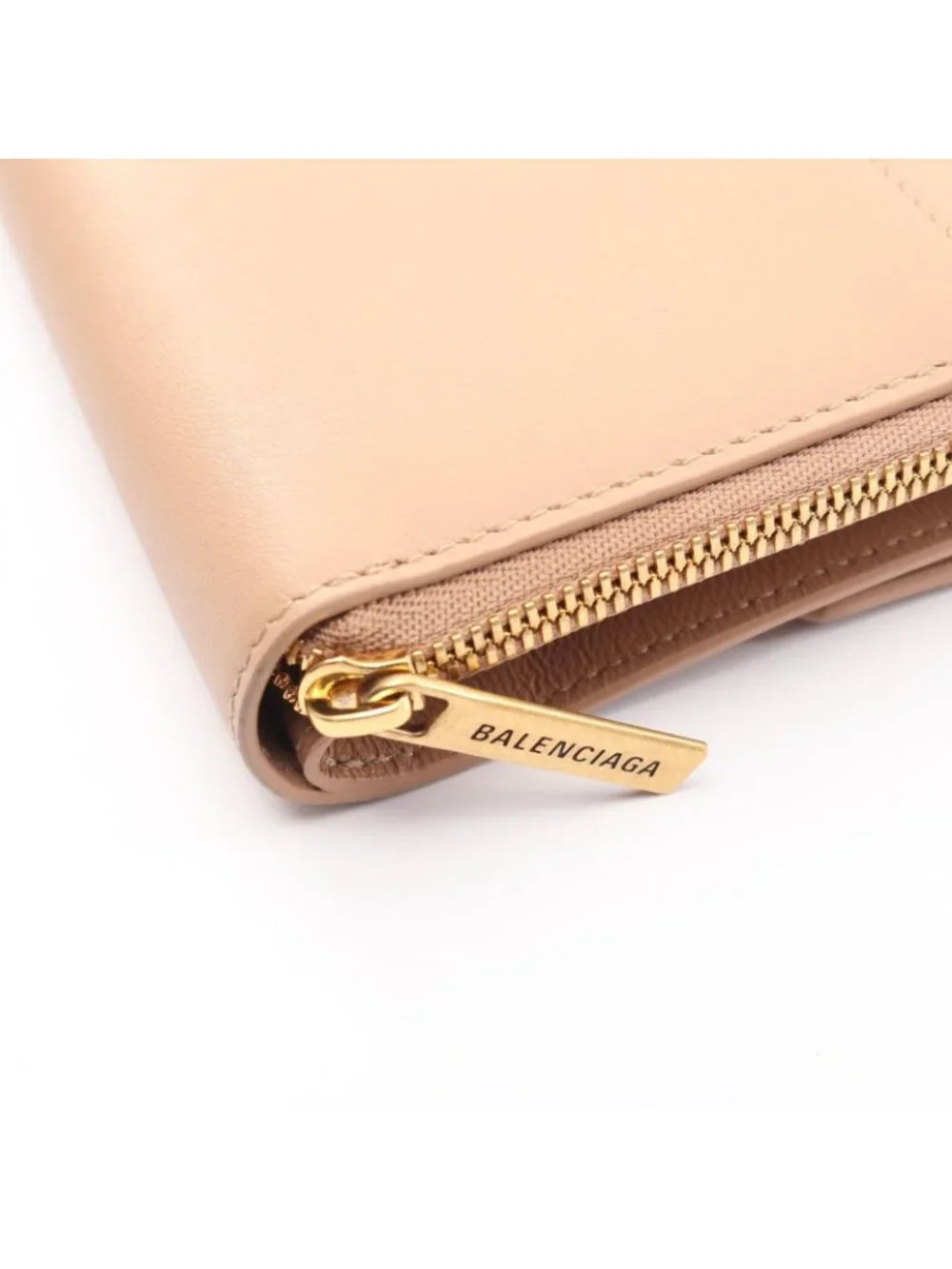 Balenciaga Trifold Wallet Envelope Light Beige Leather